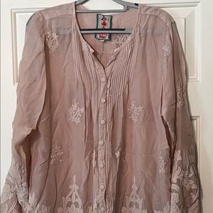 JOHNNY WAS Top, Size Medium. Taupe color. Well loved with lots of life left! :)